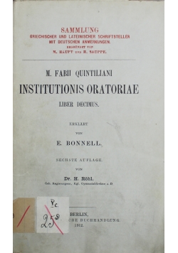 Istitionis Oratoriae liber decimus 1912 r.