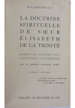 La doctrine spirituelle de soeur elisabeth de la trinite, 1906 r.