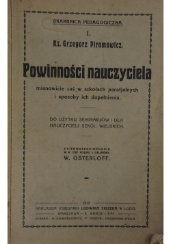 Powinności nauczyciela, 1919r.