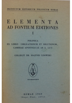 Elementa ad fontium editiones I