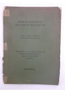Primum Concilium Plenarium Ponicum, 1936 r.