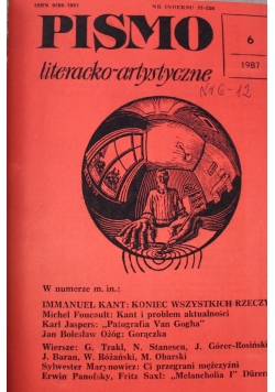 Pismo literacko artystyczne 1987  numer 6 do 12