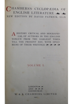 Chamberss Cyclopaedia of english literature Tom 1 1901 r