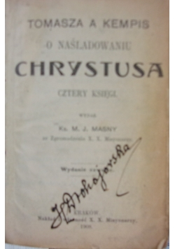 O naśladowaniu Chrystusa, 1908r.