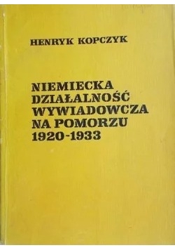Niemiecka działalność wywiadowcza na pomorzu 1920-1933