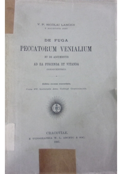 De fuga peccatorum venalium, 1897 r.