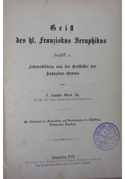 Geist des hl.Franziskus Seraphikus,1876r.
