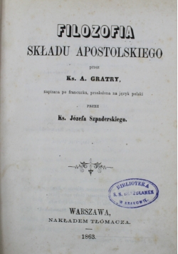 Filozofia składu Apostolskiego 1863 r.