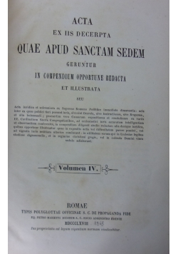 Acta ex iis decerpta, Volumen IV, 1868