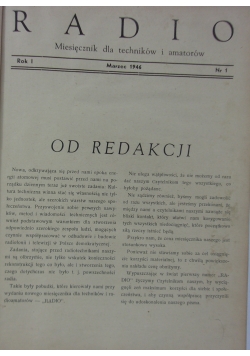 Radio miesięcznik dla techników i amatorów, 1946r.