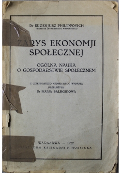 Zarys ekonomji społecznej 1922 r