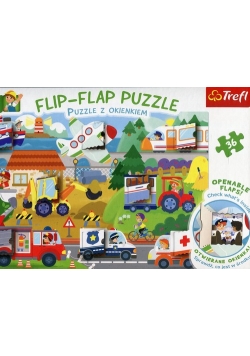 Flip-Flap Puzzle z okienkiem 36 Pojazdy