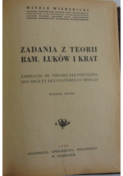 Zadania z teorii ram, łuków i krat, 1950r.