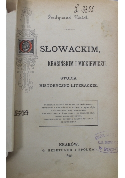O Słowackim Krasińskim i Mickiewiczu 1895