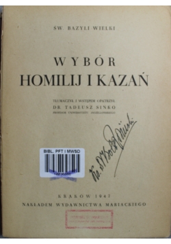 Wybór Homilij i kazań 1947 r.