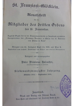 St. Franzisci-Glocklein. Monatschrift fur die Mitglieder des dritten Ordens des hl. Franziskus, ok 1905 r.