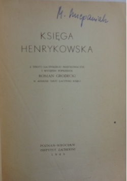Księga henrykowska, 1949 r.