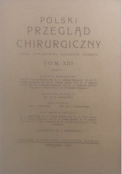 Polski przegląd chirurgiczny tom XIII zeszyt 1, 1934 r.
