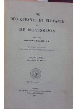 De deo creante et elevante ac de novissimis, 1935