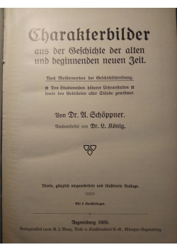 Charakterbilder aus der Geschichte der alten und beginnenden neuen Zeit,  tom I 1909 r.
