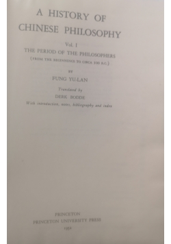 A History of Chinese Philosophy Vol. I