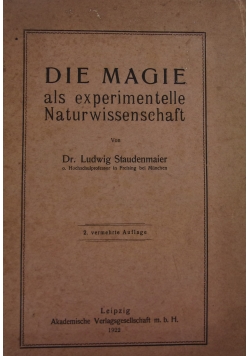 Die Magie als experimentelle Naturwissenschaft, 1922r.