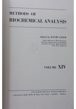 Methods of biochemica l analysis, vol 14