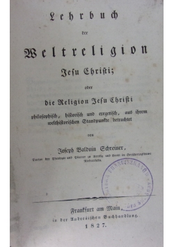 Lehrbuch der Weltreligion, 1827 r.