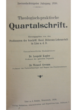 Theologisch praktische quattalschrift, 1930r.