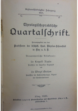 Theologisch praktische Quartalschrift, 1925r.