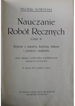 Nauczanie robót ręcznych Część II 1930 r.