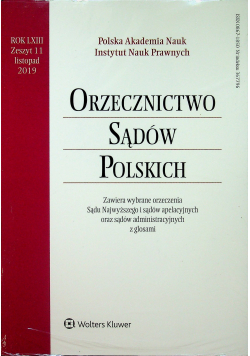 Orzecznictwo sądów polskich Zeszyt 11 NOWA