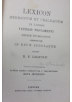 Lexicon Hebraicum Et Chaldaicum