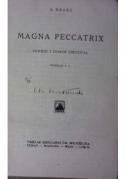 Magna peccatrix opowieść z czasów Chrystusa