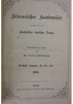 Literarischer handmeiter, katholiken deutscher Bunge, 1891r.