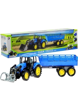 Traktor gigant z przyczepą + wymienne łyżki niebieski