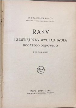 Rasy i zewnętrzny wygląd bydła, 1921 r.