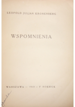 Wspomnienia, 1933r.
