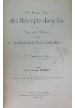 Die Geschichte des Messopfer-Begriffs, 1901 r.