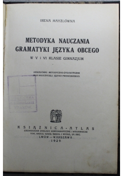 Metodyka nauczania gramatyki języka 1929