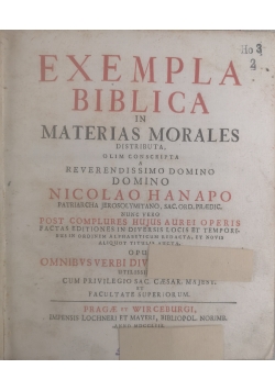 Exempla Biblica in Materias Morales, 1753 r.