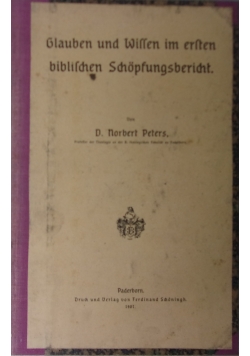 Glauben und Willen im ersten biblischen Schopsungsbericht, 1907r.