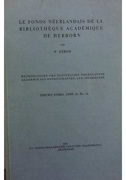 Le Fonds Neerlandais De La Bibliotheque Academique De Herborn No. 14