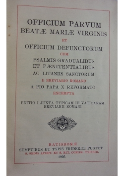 Officium Parvum Beatae Mariae Virginis, 1925 r.