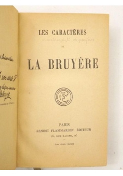 Les Caracteres, 1926 r.