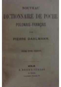 Nouveau Dictionnaire de poche Polonais-Francais, 1937 r.
