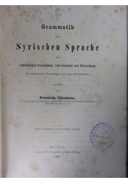 Grammatik der Syrischen Sprache, 1857r.