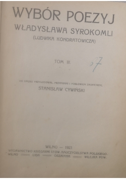 Wybór poezyj Władysława Syrokomli, tom III, 1923 r.