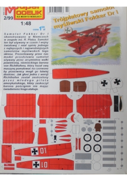 Super modelik Trójpłatowy samolot myśliwski Fokker Dr I nowa