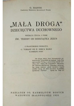 Mała droga dziecięctwa duchownego 1925 r.